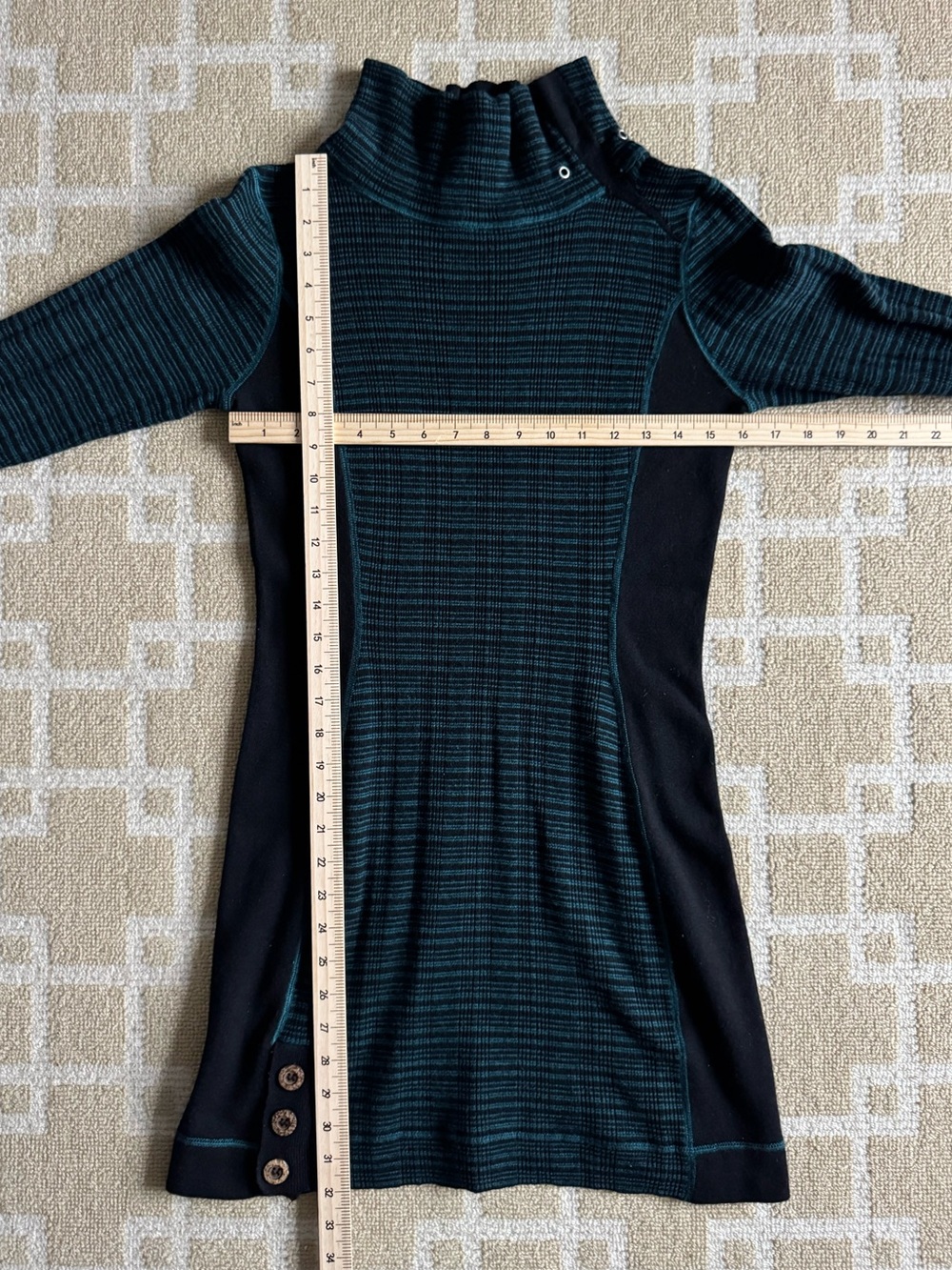 prAna Kelland Teal Black Striped Colorblock Sweater Dress Medium - Picture 12 of 12